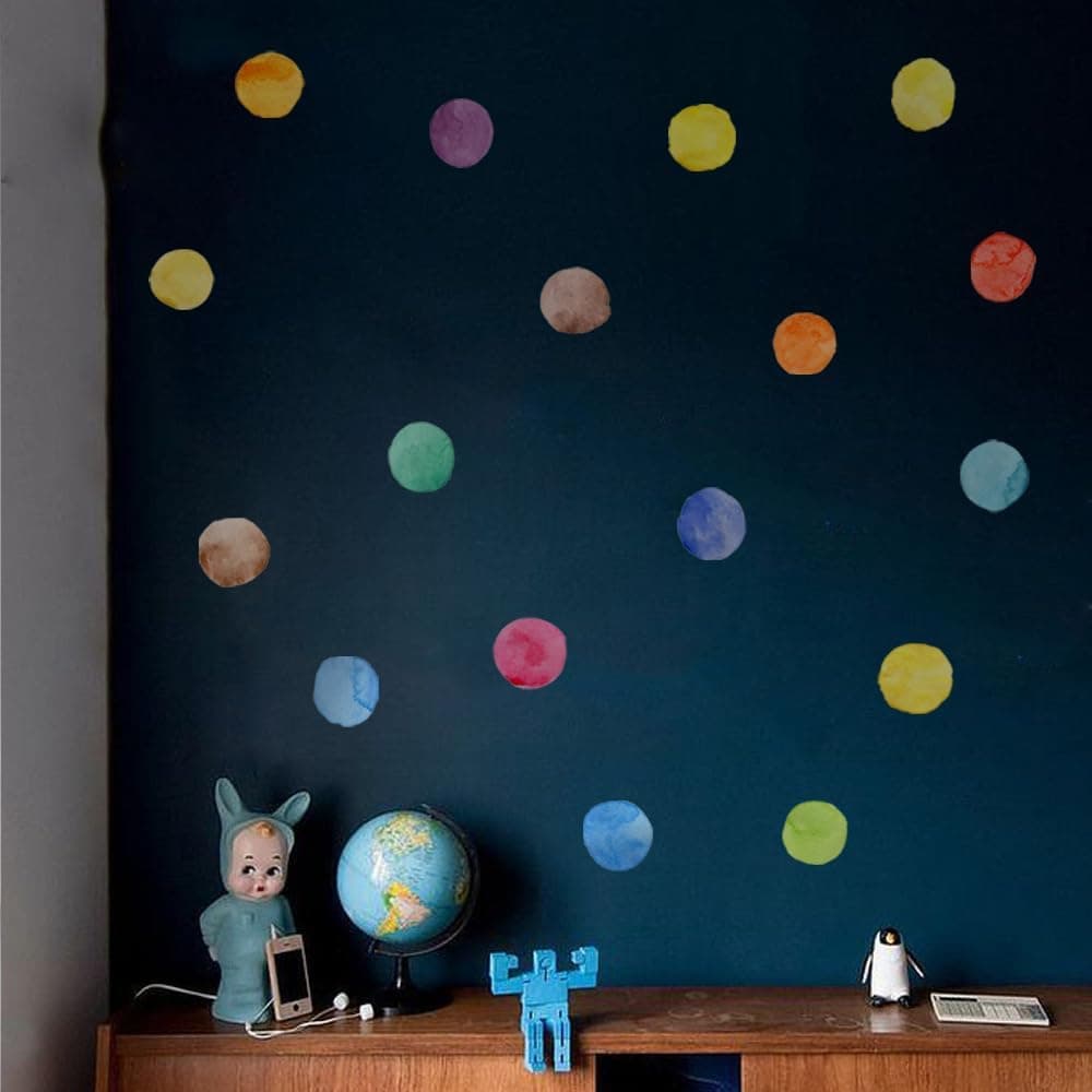 Rainbow Polka Dot Wall Stickers Peel and Stick Decals 6 Sheets | Peel & stick, no residue, watercolor, nursery kids room bedroom playroom classroom decor, DIY craft, safe non-toxic material gallery image 7