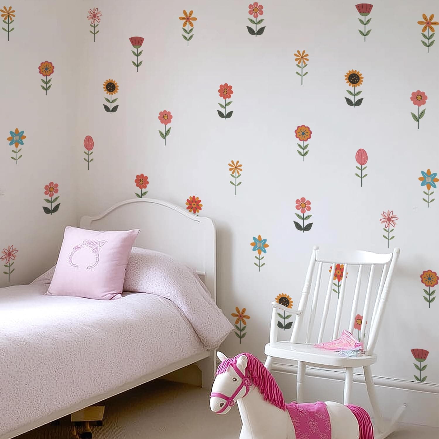 Nursery Wall Stickers Boho Kids Room Decor Girls Bedroom Removable Wall Decals Vinyl Murals DIY Cute Decorations 12 Sheets gallery image 3