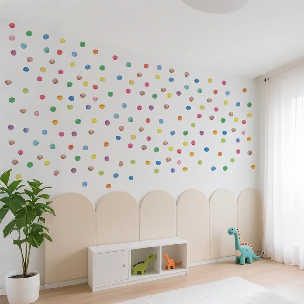 Rainbow Polka Dot Wall Stickers Peel and Stick Decals 12 Sheets | Peel & stick, no residue, watercolor, nursery kids room bedroom playroom classroom decor, DIY craft, safe non-toxic material gallery image 3