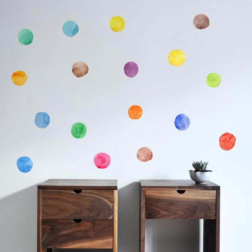 Rainbow Polka Dot Wall Stickers Peel and Stick Decals 12 Sheets | Peel & stick, no residue, watercolor, nursery kids room bedroom playroom classroom decor, DIY craft, safe non-toxic material gallery image 4