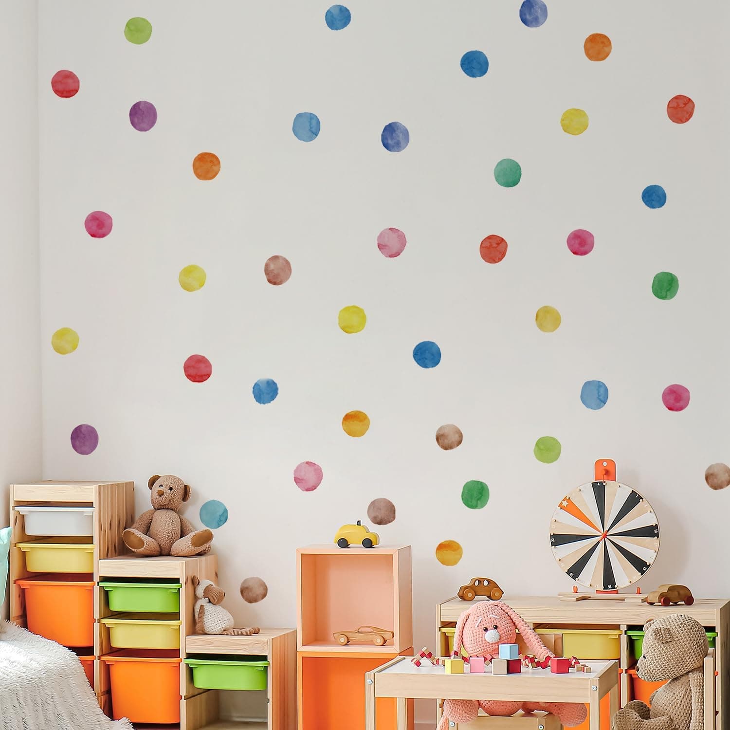Rainbow Polka Dot Wall Stickers Peel and Stick Decals 12 Sheets | Peel & stick, no residue, watercolor, nursery kids room bedroom playroom classroom decor, DIY craft, safe non-toxic material gallery image 5