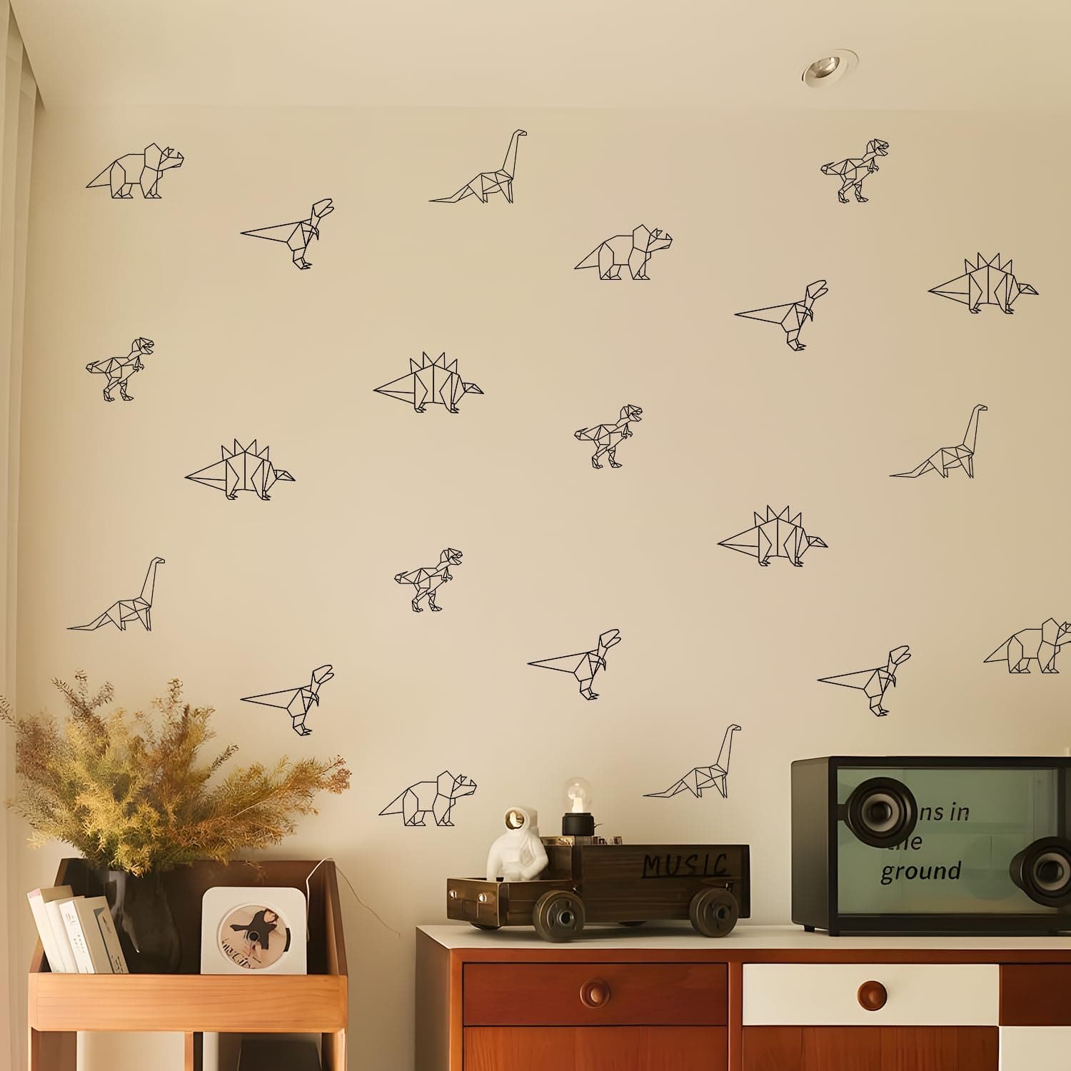 Dinosaur Wall Decals Animal Boys Bedroom Stickers Removable Decor Nursery Kids Room Modern Stylish Murals DIY Cute Decorations 5 Sheets gallery image 2