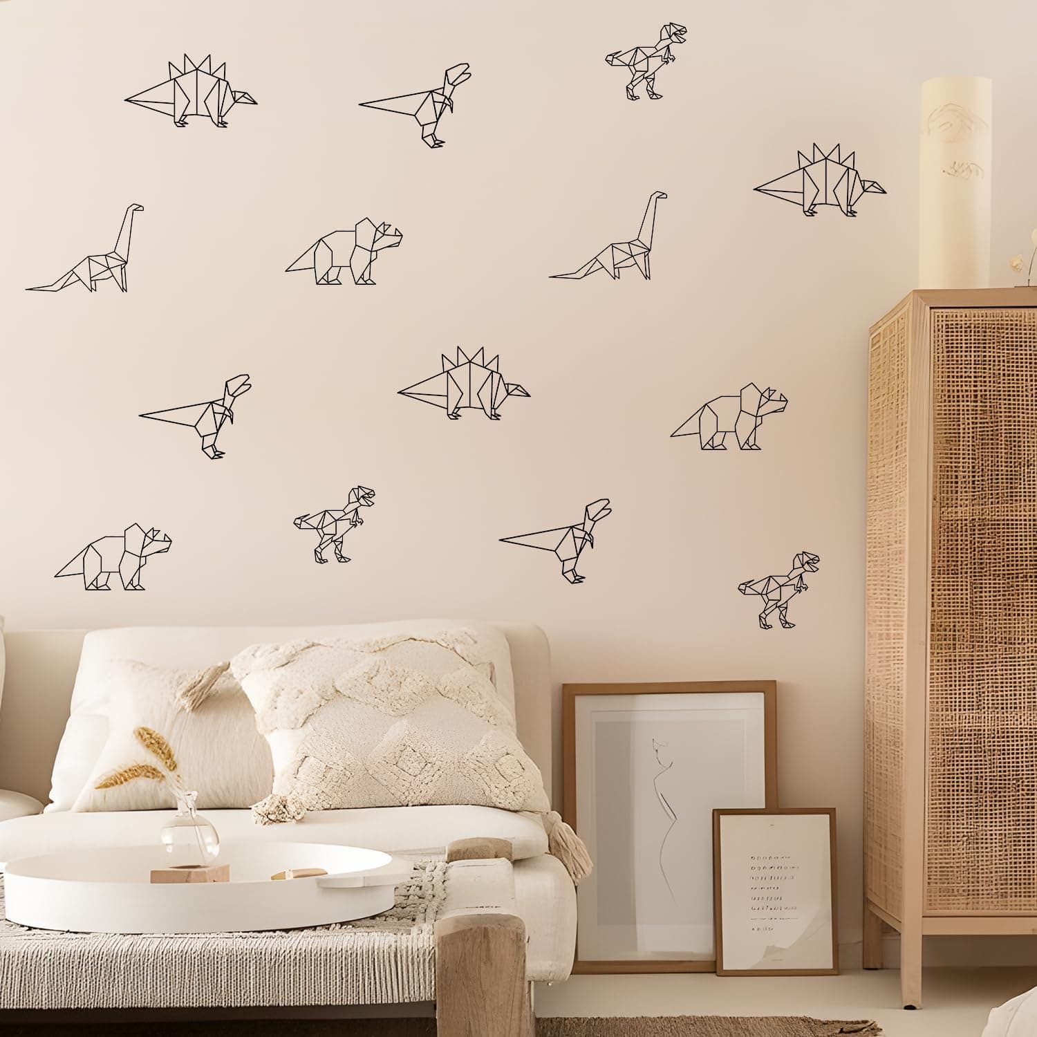 Dinosaur Wall Decals Animal Boys Bedroom Stickers Removable Decor Nursery Kids Room Modern Stylish Murals DIY Cute Decorations 5 Sheets gallery image 4