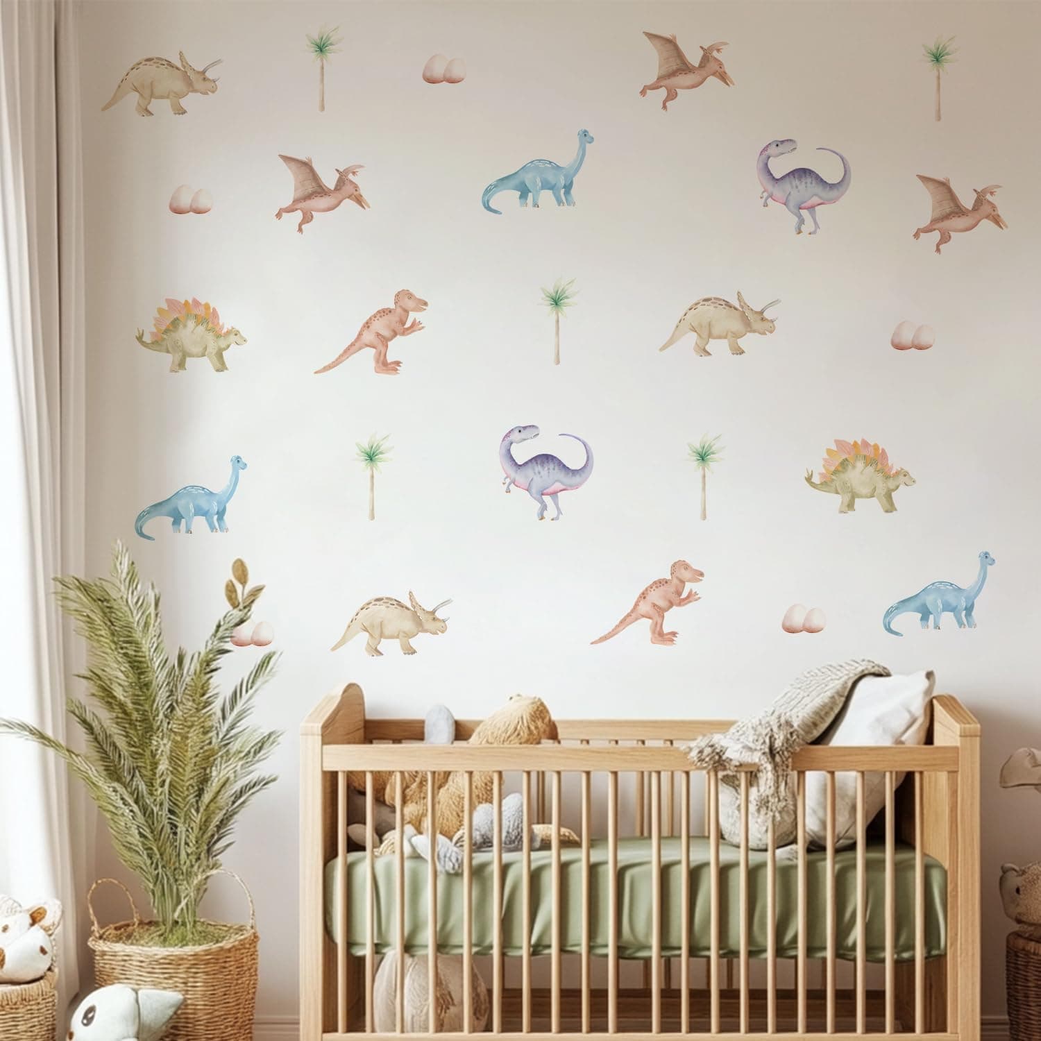 Dinosaur Wall Decals Animal Boys Bedroom Stickers Removable Decor Nursery Kids Room Modern Stylish Murals DIY Cute Decorations 5 Sheets gallery image 2