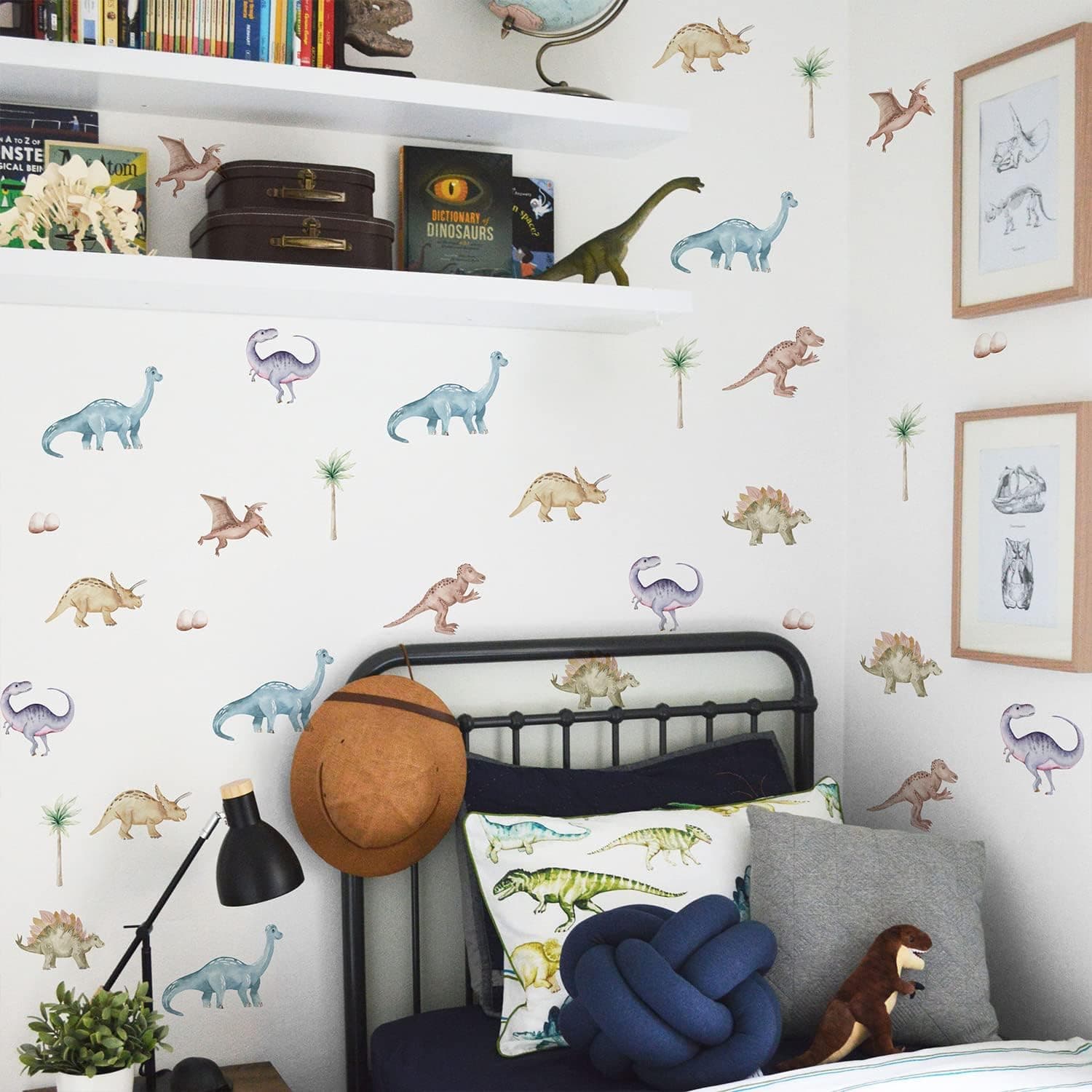 Dinosaur Wall Decals Animal Boys Bedroom Stickers Removable Decor Nursery Kids Room Modern Stylish Murals DIY Cute Decorations 5 Sheets gallery image 7