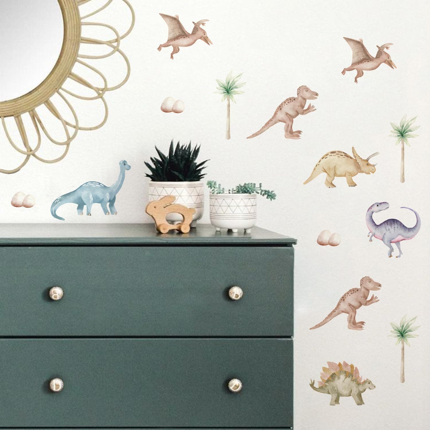 Dinosaur Wall Decals Animal Boys Bedroom Stickers Removable Decor Nursery Kids Room Modern Stylish Murals DIY Cute Decorations 5 Sheets gallery image 8