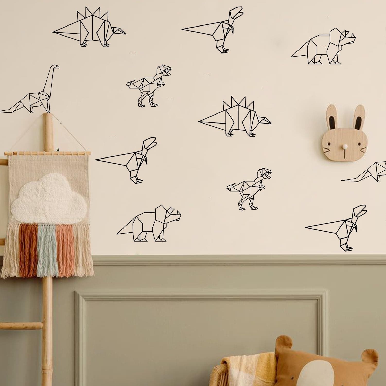 Dinosaur Wall Stickers Animal Boys Bedroom Decals Nursery Removable Decor Kids Room Modern Stylish Murals DIY Cute Decorations 10 Sheets gallery image 7
