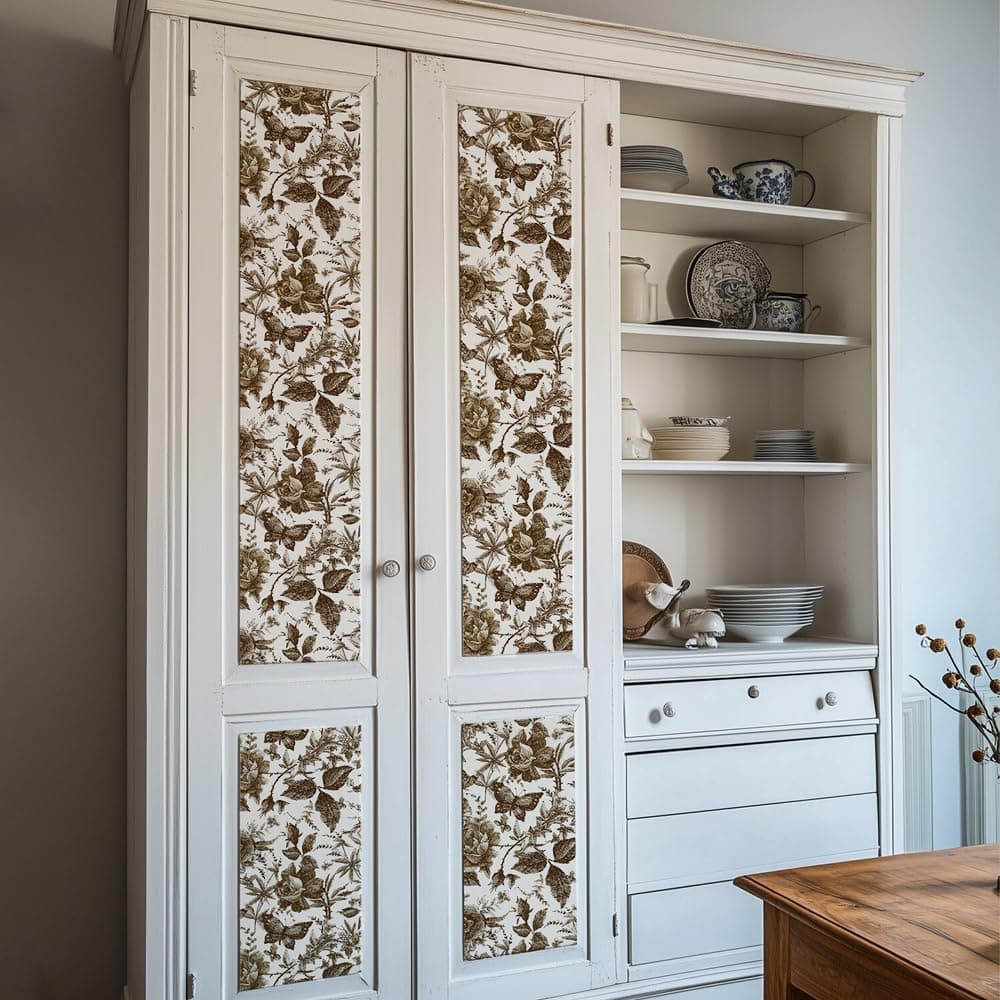 Butterfly Furniture Sticker Rose Floral Wall Decal Peel and Stick Wall Removable PVC Decor for Cabinet 15.75 * 98.43inch*1pcs gallery image 7