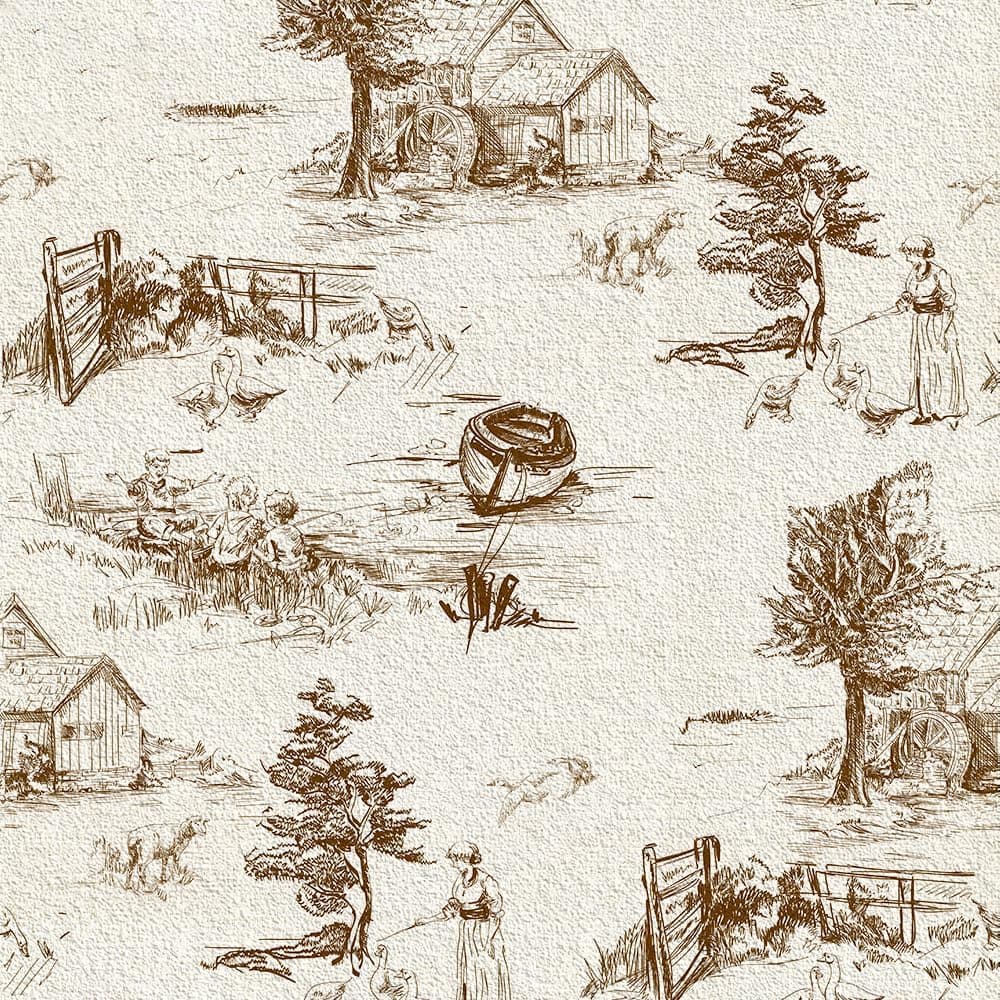 Monochrome Wallpaper Wall Decal Chinoiserie Vintage Peel and Stick Wall Sticker Toile de Jouy Landscape Removable PVC Wall Decor for Bedroom Living Room Cabinet Furniture gallery image 2