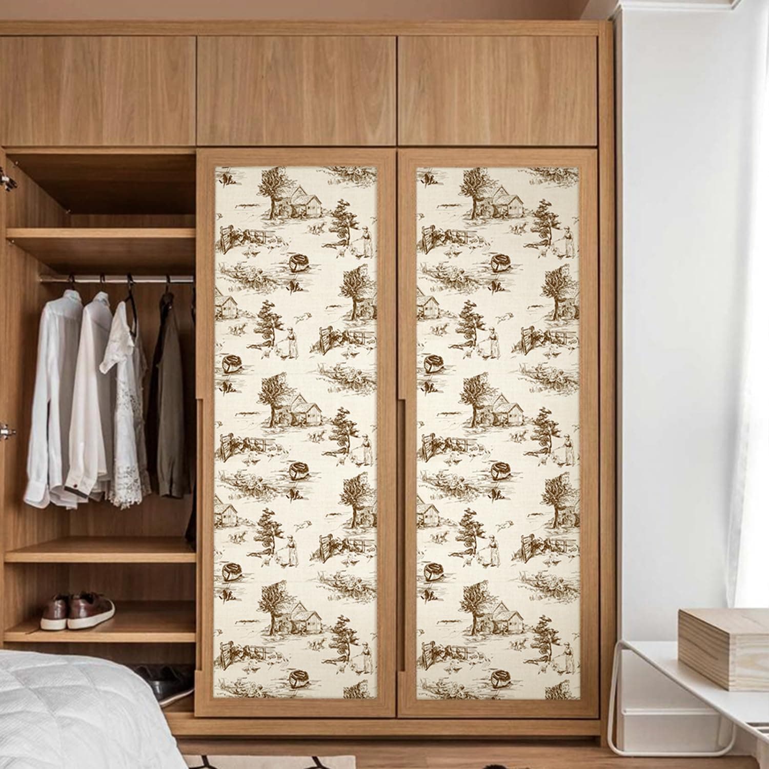 Monochrome Wallpaper Wall Decal Chinoiserie Vintage Peel and Stick Wall Sticker Toile de Jouy Landscape Removable PVC Wall Decor for Bedroom Living Room Cabinet Furniture gallery image 4