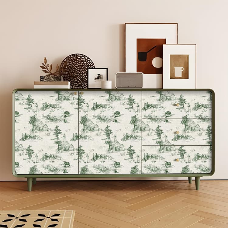 Monochrome Wallpaper Wall Decal Chinoiserie Vintage Peel and Stick Wall Sticker Toile de Jouy Landscape Removable PVC Wall Decor for Bedroom Living Room Cabinet Furniture