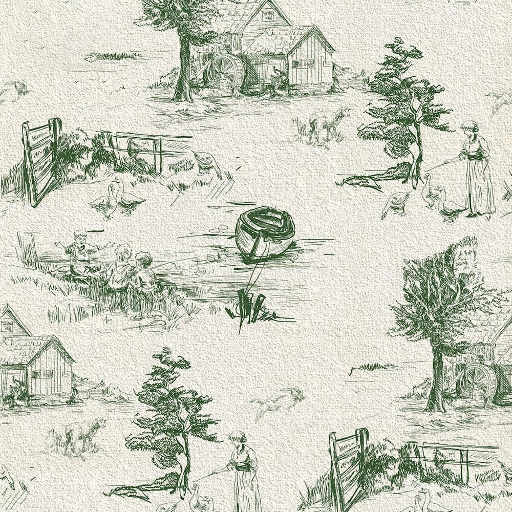 Monochrome Wallpaper Wall Decal Chinoiserie Vintage Peel and Stick Wall Sticker Toile de Jouy Landscape Removable PVC Wall Decor for Bedroom Living Room Cabinet Furniture gallery image 2