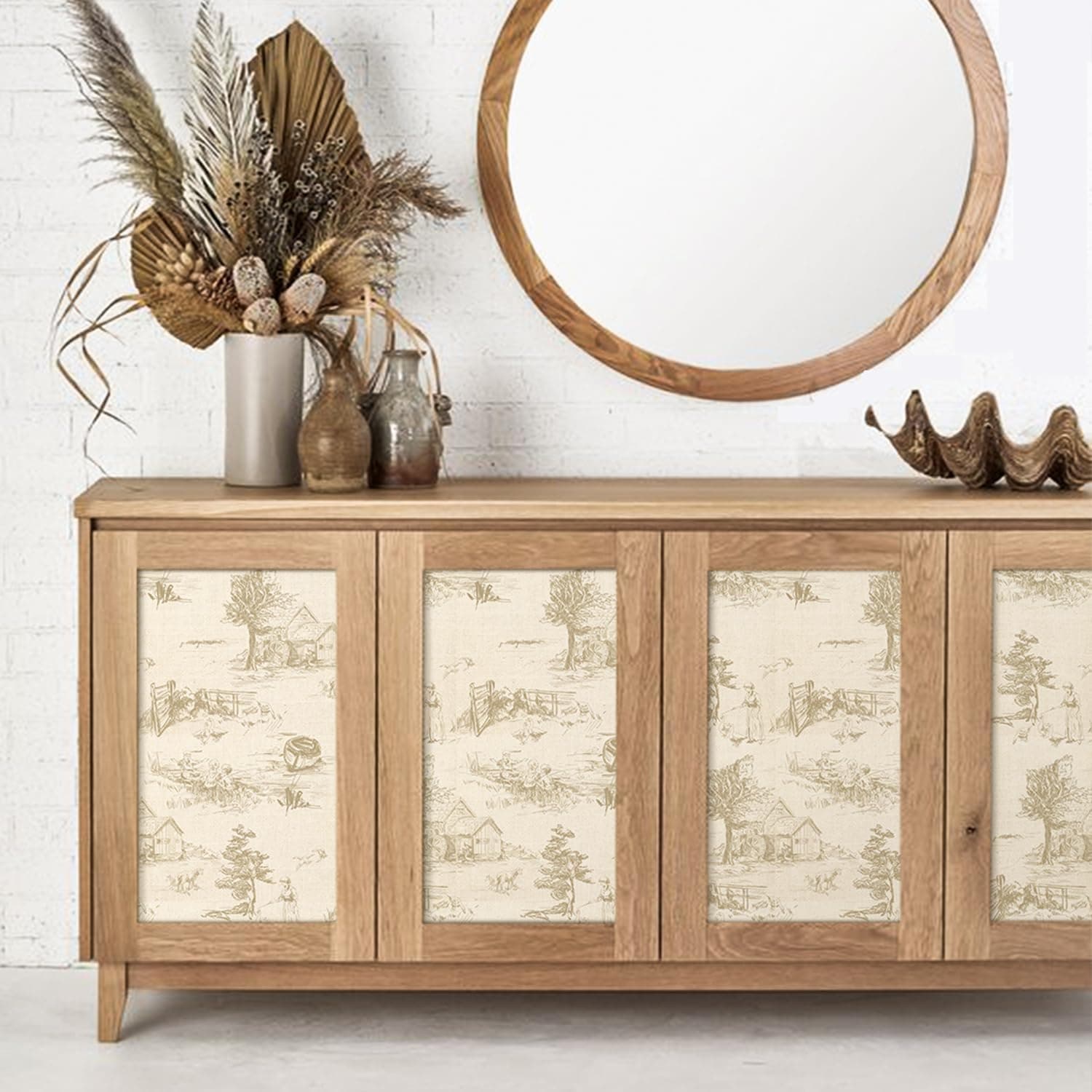 Monochrome Wallpaper Wall Decal Chinoiserie Vintage Peel and Stick Wall Sticker Toile de Jouy Landscape Removable PVC Wall Decor for Bedroom Living Room Cabinet Furniture gallery image 6