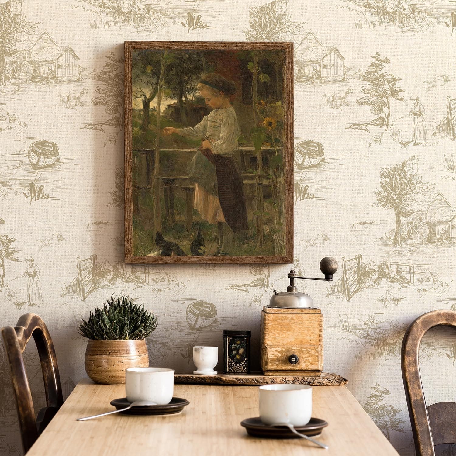 Monochrome Wallpaper Wall Decal Chinoiserie Vintage Peel and Stick Wall Sticker Toile de Jouy Landscape Removable PVC Wall Decor for Bedroom Living Room Cabinet Furniture gallery image 7
