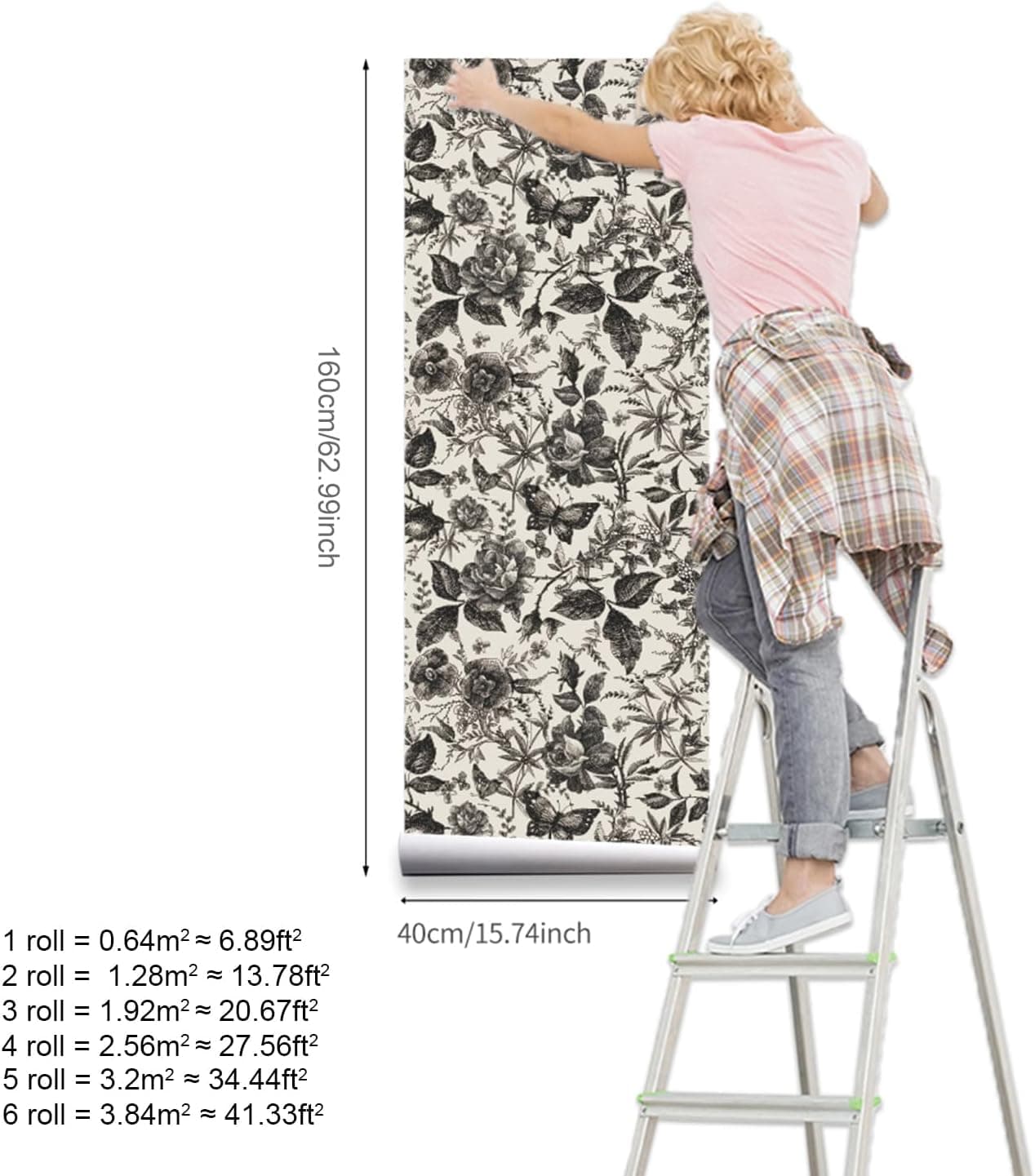 Butterfly Wallpaper Wall Decal Rose Floral Peel and Stick Wall Sticker Removable PVC Wall Decor for Bedroom Living Room Cabinet Furniture gallery image 3