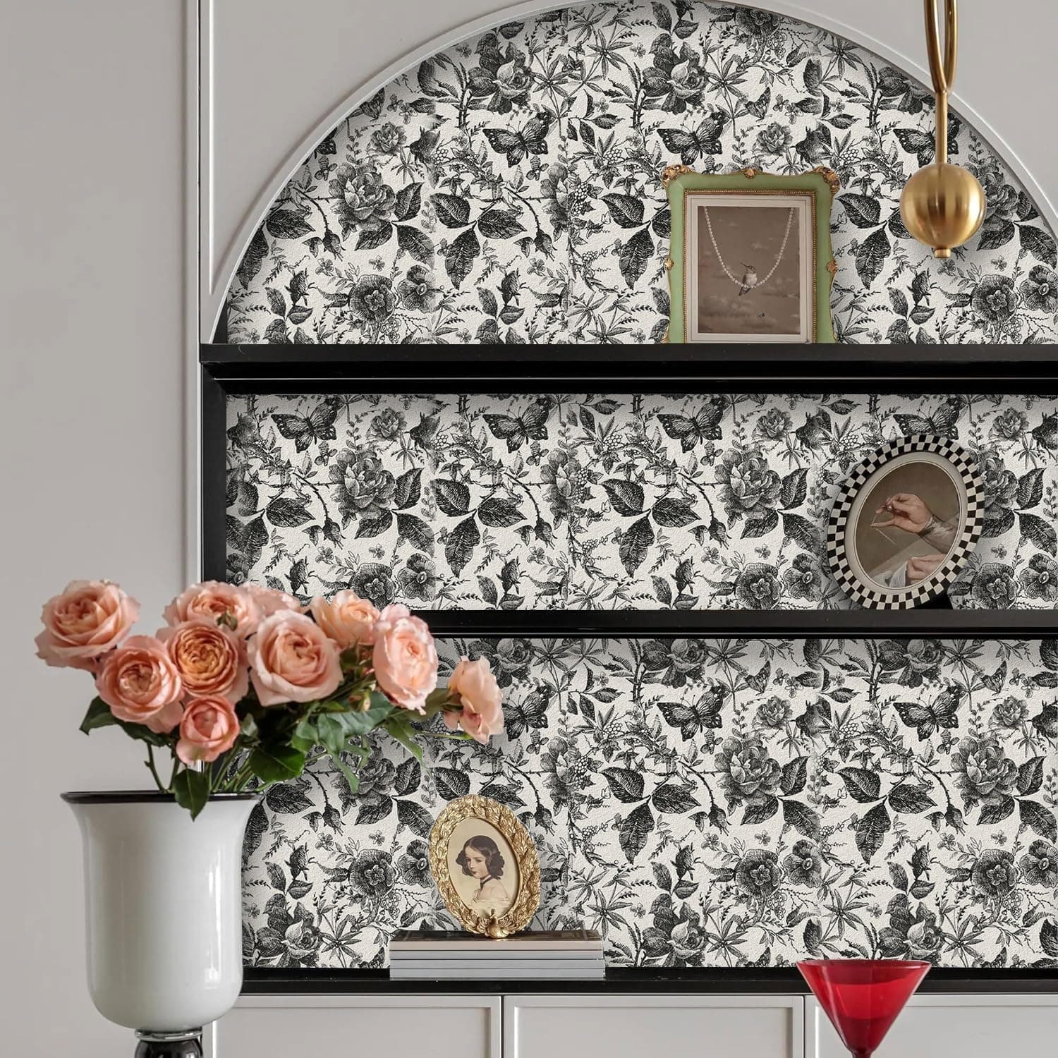 Butterfly Wallpaper Wall Decal Rose Floral Peel and Stick Wall Sticker Removable PVC Wall Decor for Bedroom Living Room Cabinet Furniture gallery image 5