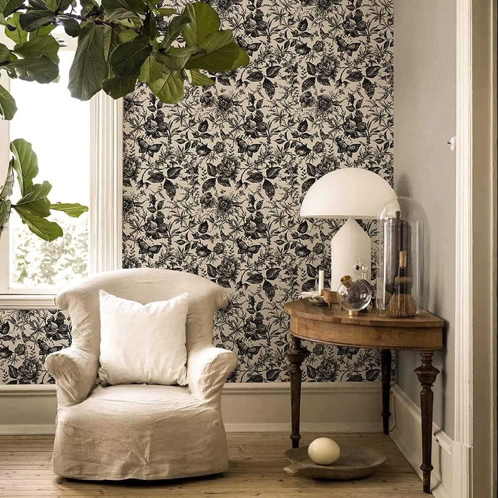 Butterfly Wallpaper Wall Decal Rose Floral Peel and Stick Wall Sticker Removable PVC Wall Decor for Bedroom Living Room Cabinet Furniture gallery image 6