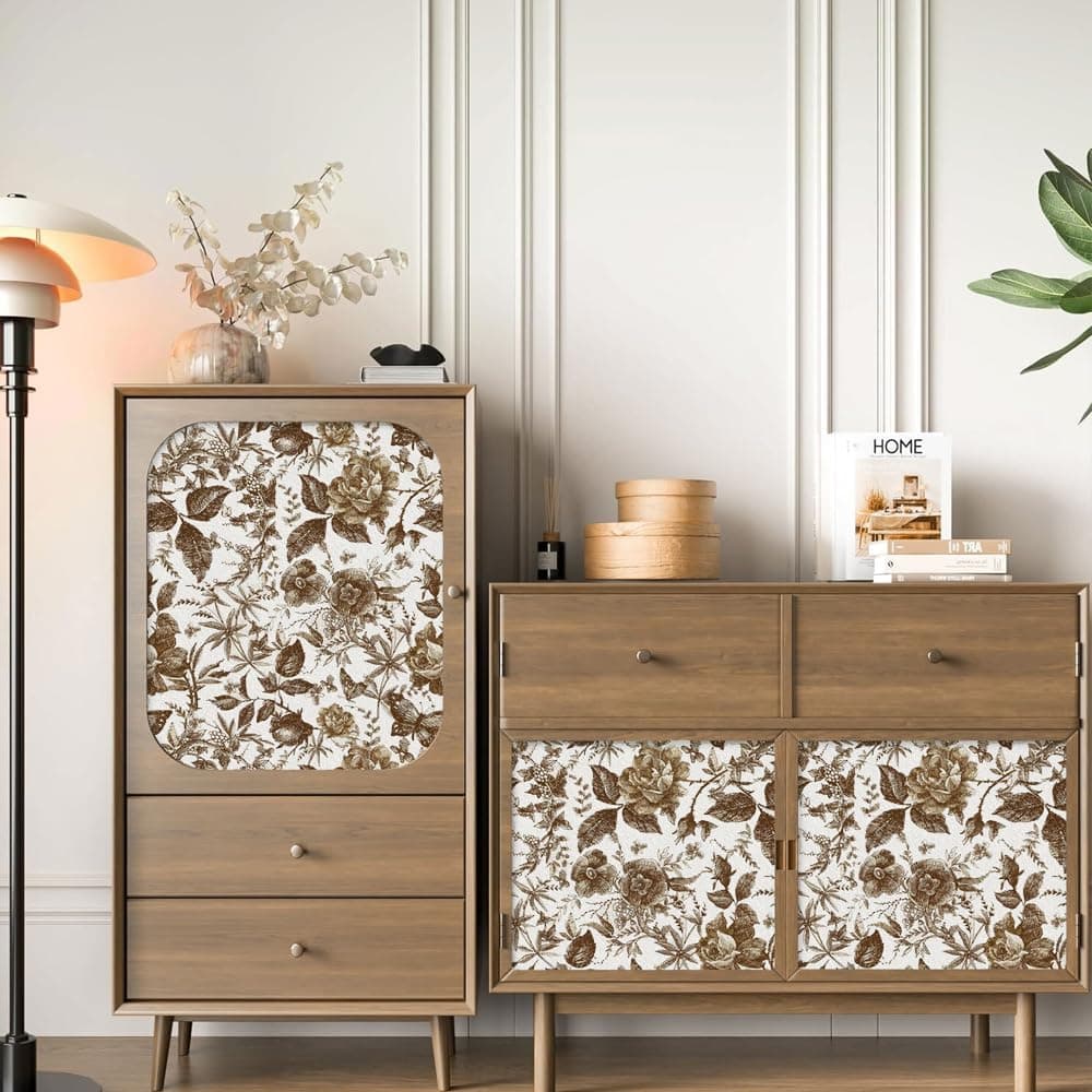 Butterfly Furniture Sticker Rose Floral Wall Decal Peel and Stick Wall Removable PVC Decor for Cabinet 15.75 * 62.99inch*1pcs gallery image 1