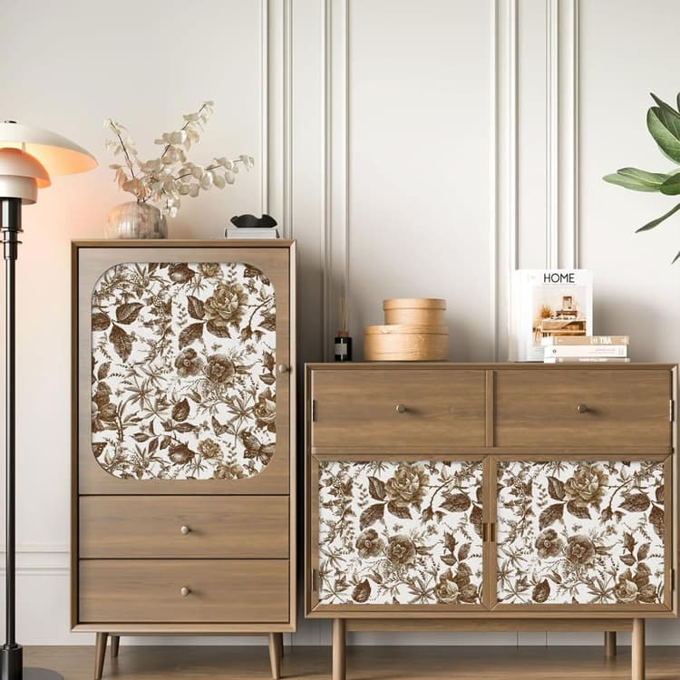 Butterfly Furniture Sticker Rose Floral Wall Decal Peel and Stick Wall Removable PVC Decor for Cabinet 15.75 * 62.99inch*1pcs