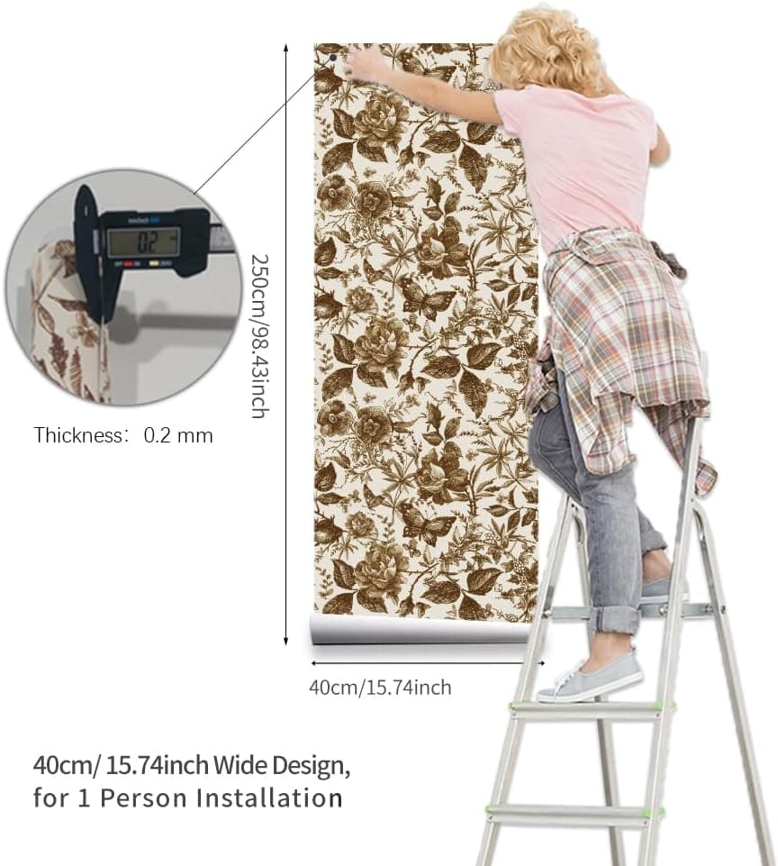 Butterfly Furniture Sticker Rose Floral Wall Decal Peel and Stick Wall Removable PVC Decor for Cabinet 15.75 * 62.99inch*1pcs gallery image 8