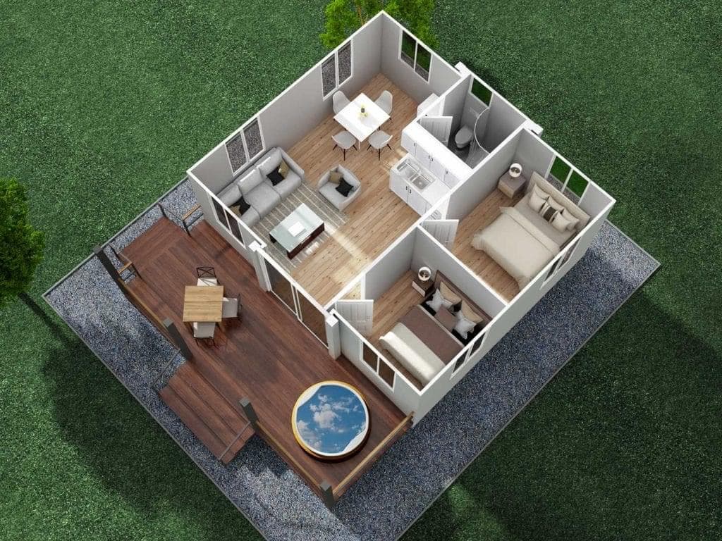 20ft expandable container house common interior layout and light luxury decorate will be show in this article 2