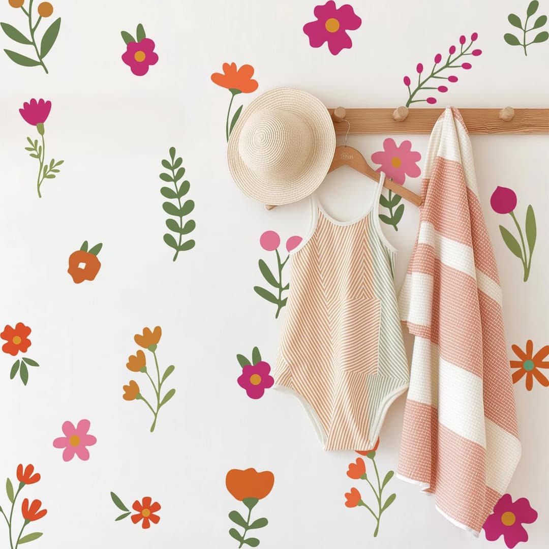 Boho Wall Stickers Girls Bedroom Removable Wall Decals Nursery Kids Room Decor Vinyl Murals DIY Cute Decorations 6 Sheets
