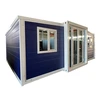 20ft Expandable Container House Luxury Custom Royal Blue Metal Carved Panels   2 Bedrooms 1 Bathroom 1 Kitchen 3