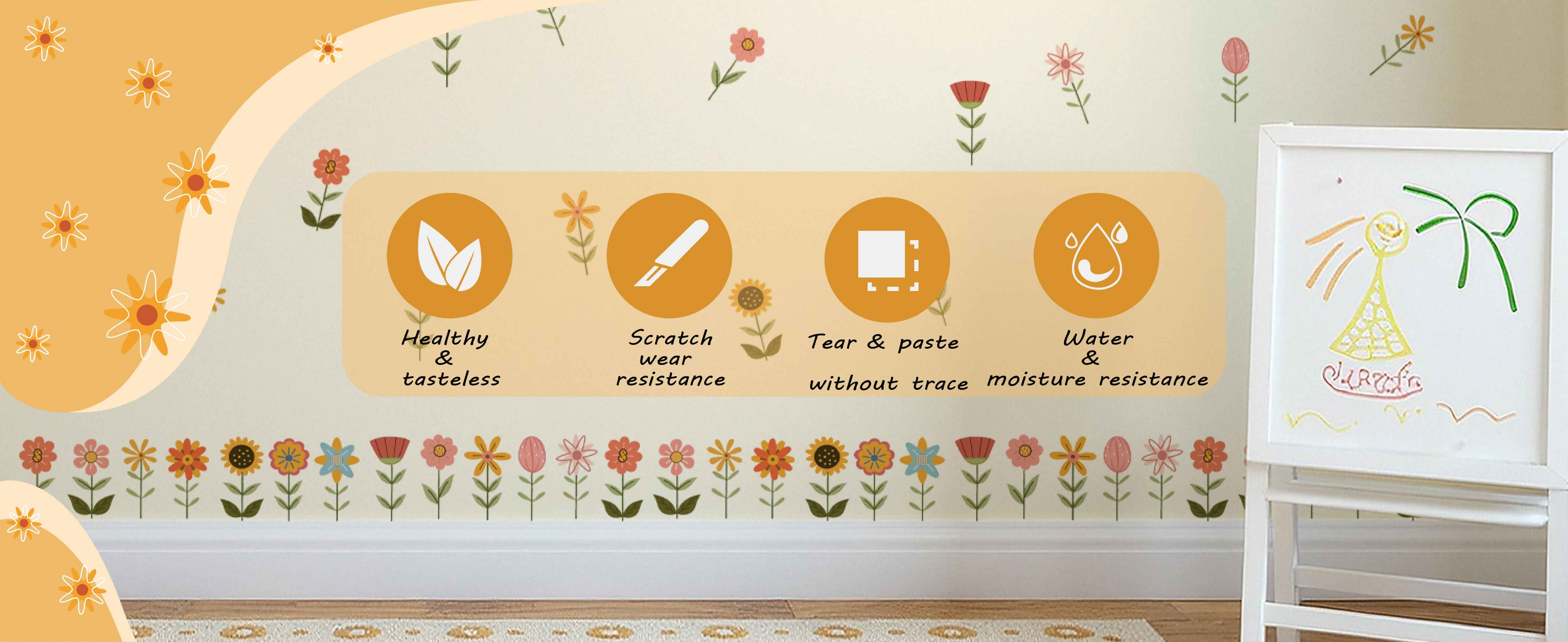 Boho Wall Stickers Girls Bedroom Removable Wall Decals Nursery Kids Room Decor Vinyl Murals DIY Cute Decorations 6 Sheets product detail image 1