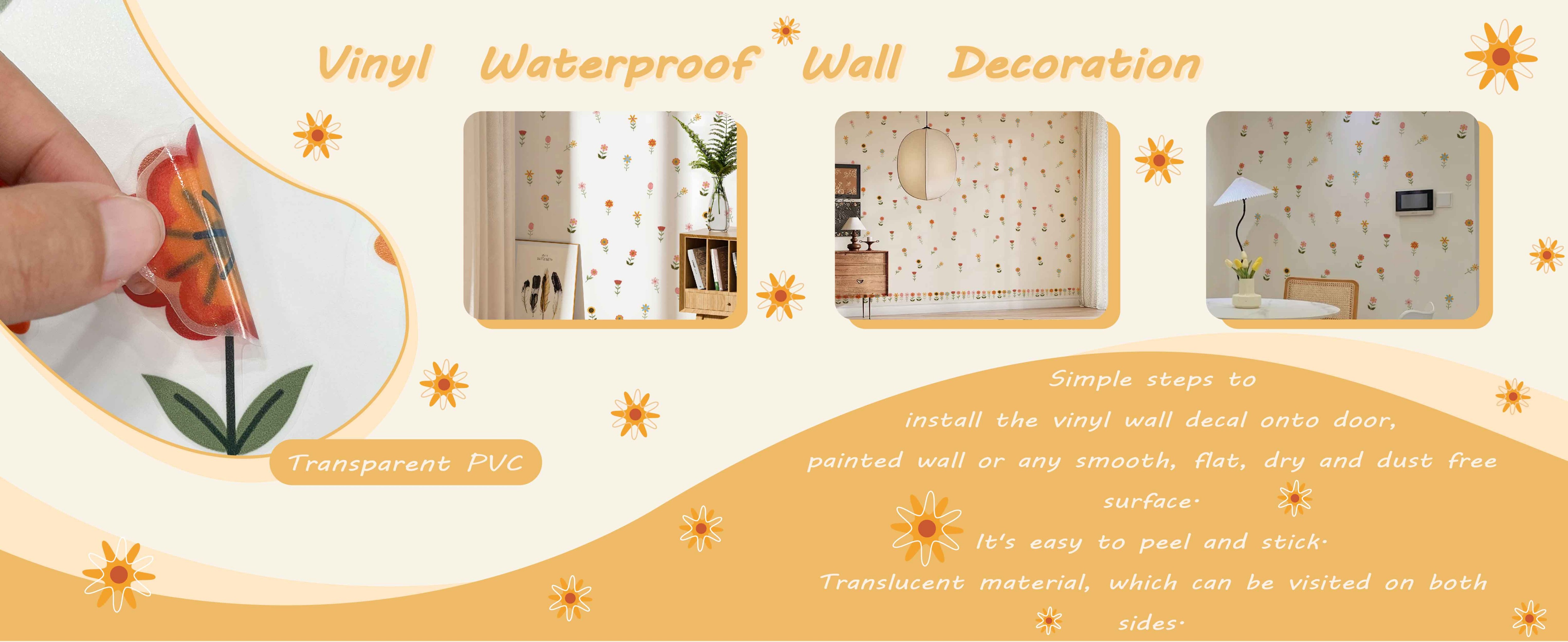 Boho Wall Stickers Girls Bedroom Removable Wall Decals Nursery Kids Room Decor Vinyl Murals DIY Cute Decorations 6 Sheets product detail image 2