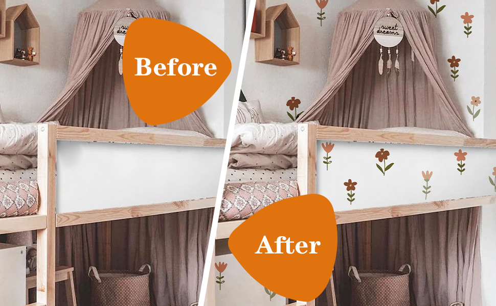 Boho Wall Stickers Girls Bedroom Removable Wall Decals Nursery Kids Room Decor Vinyl Murals DIY Cute Decorations 6 Sheets product detail image 3