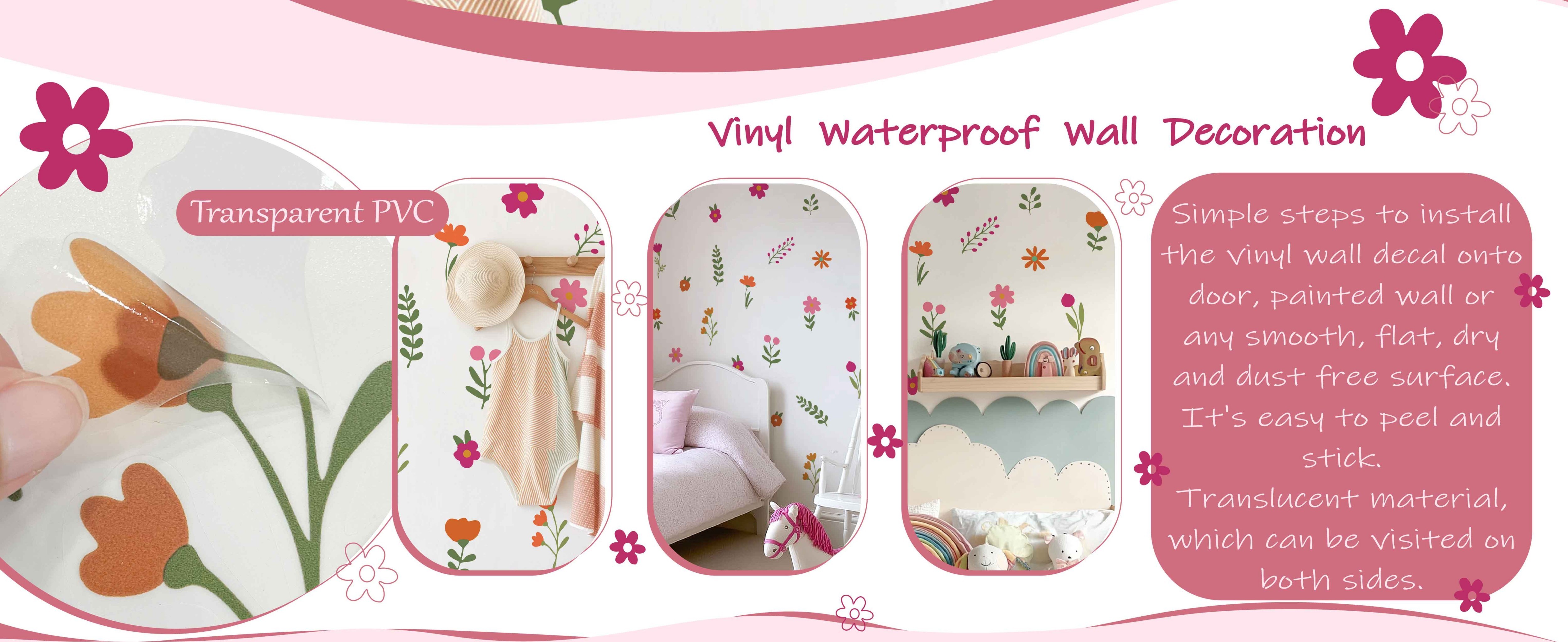 Boho Wall Stickers Girls Bedroom Removable Wall Decals Nursery Kids Room Decor Vinyl Murals DIY Cute Decorations 6 Sheets product detail image 2