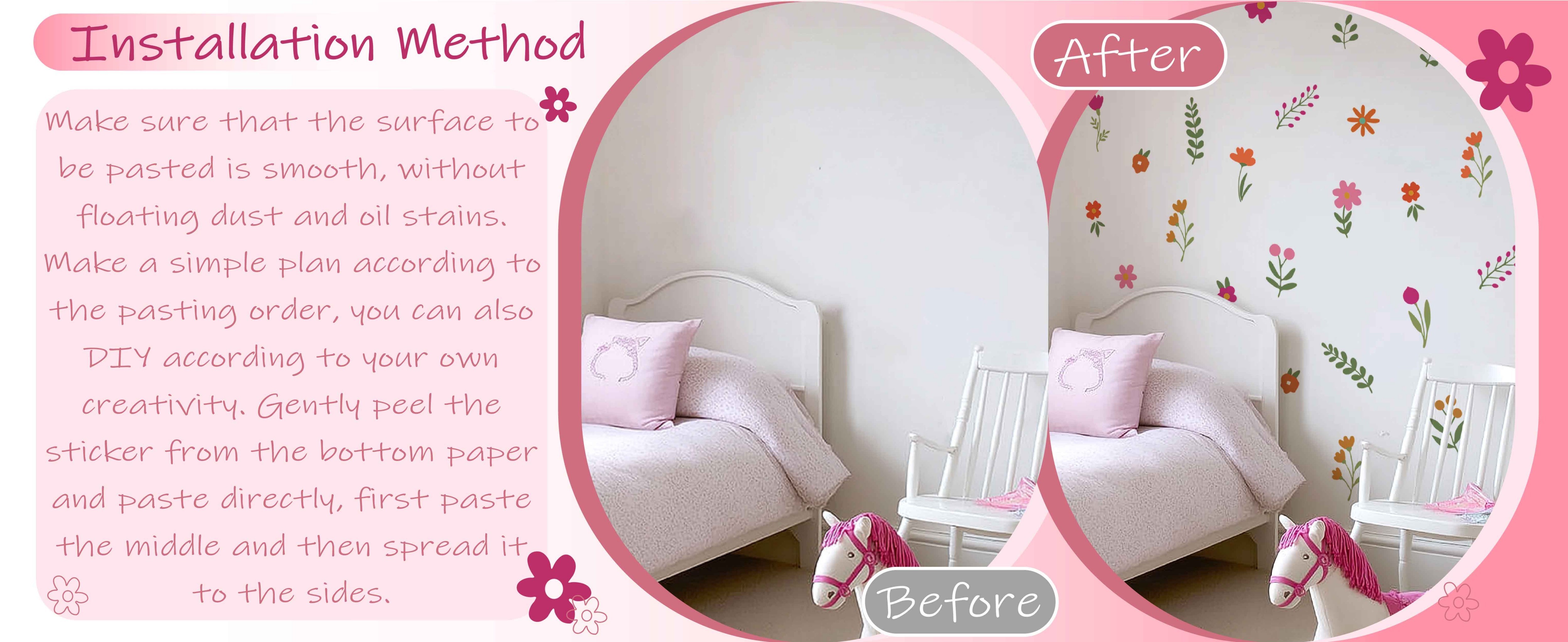 Boho Wall Stickers Girls Bedroom Removable Wall Decals Nursery Kids Room Decor Vinyl Murals DIY Cute Decorations 6 Sheets product detail image 4