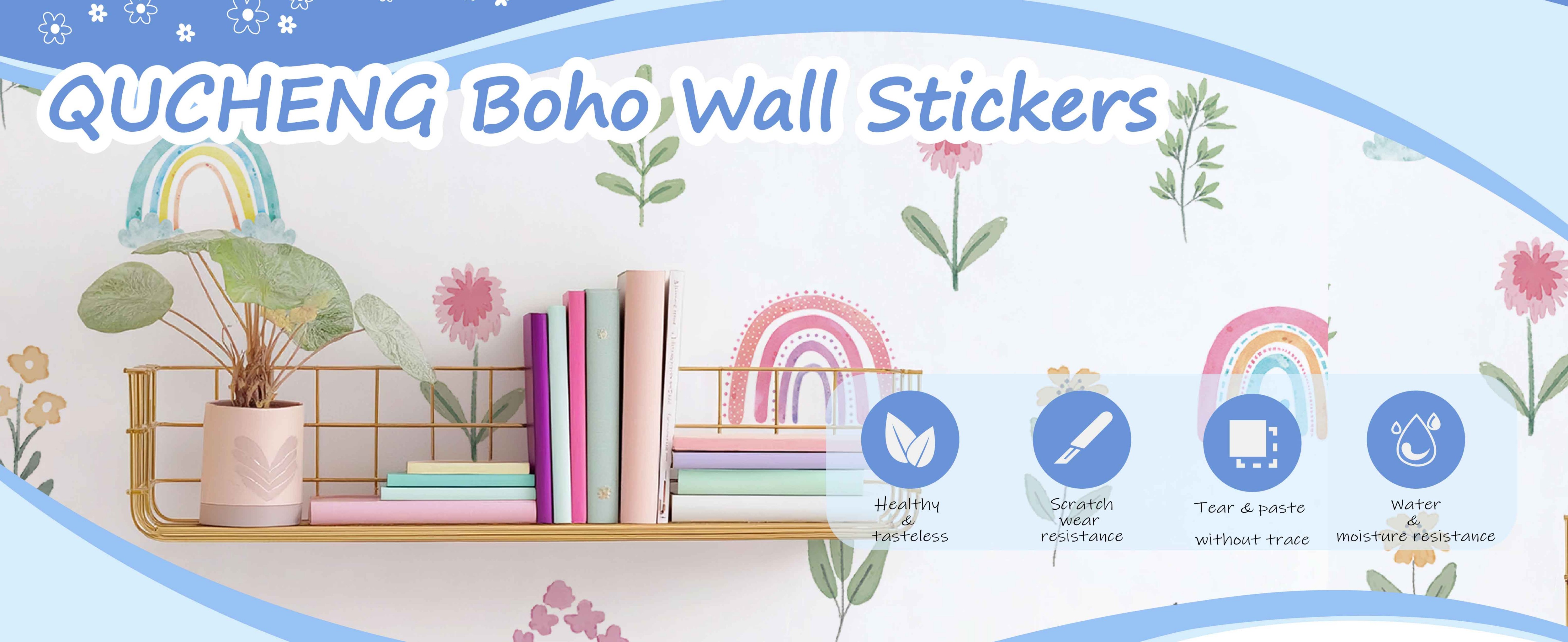 Nursery Wall Stickers Boho Kids Room Decor Girls Bedroom Removable Wall Decals Vinyl Murals DIY Cute Decorations 12 Sheets product detail image 1
