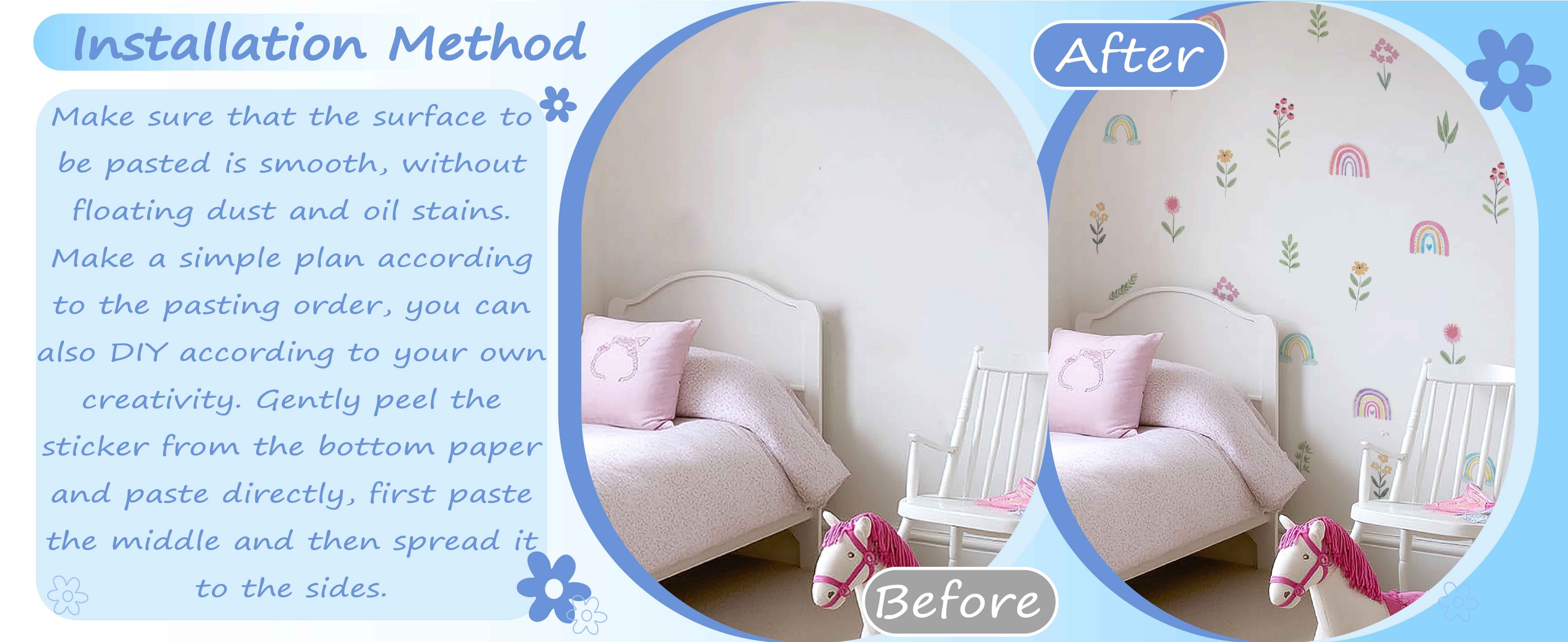 Nursery Wall Stickers Boho Kids Room Decor Girls Bedroom Removable Wall Decals Vinyl Murals DIY Cute Decorations 12 Sheets product detail image 4