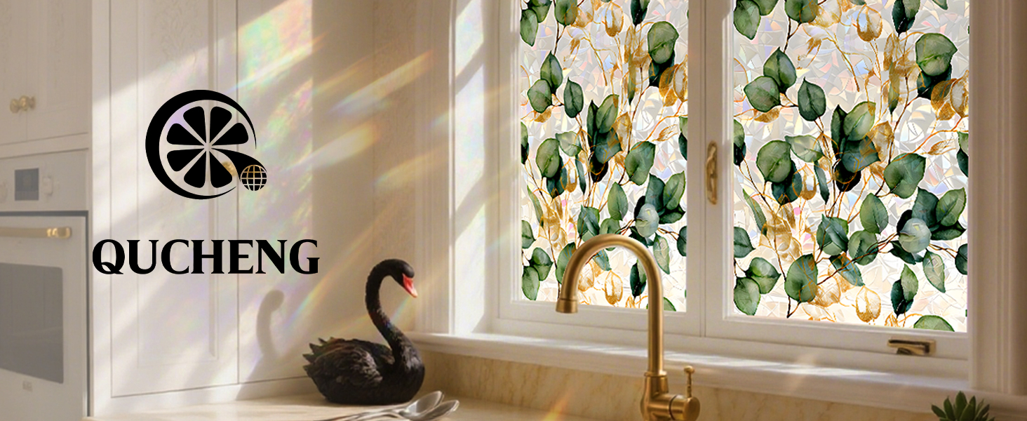 Floral Static Window Privacy Film Watercolor Laser Suncatcher Cling 3D Living Room Sun Blocking Decal DIY Glass Decor Non-Adhesive Cover product detail image 1