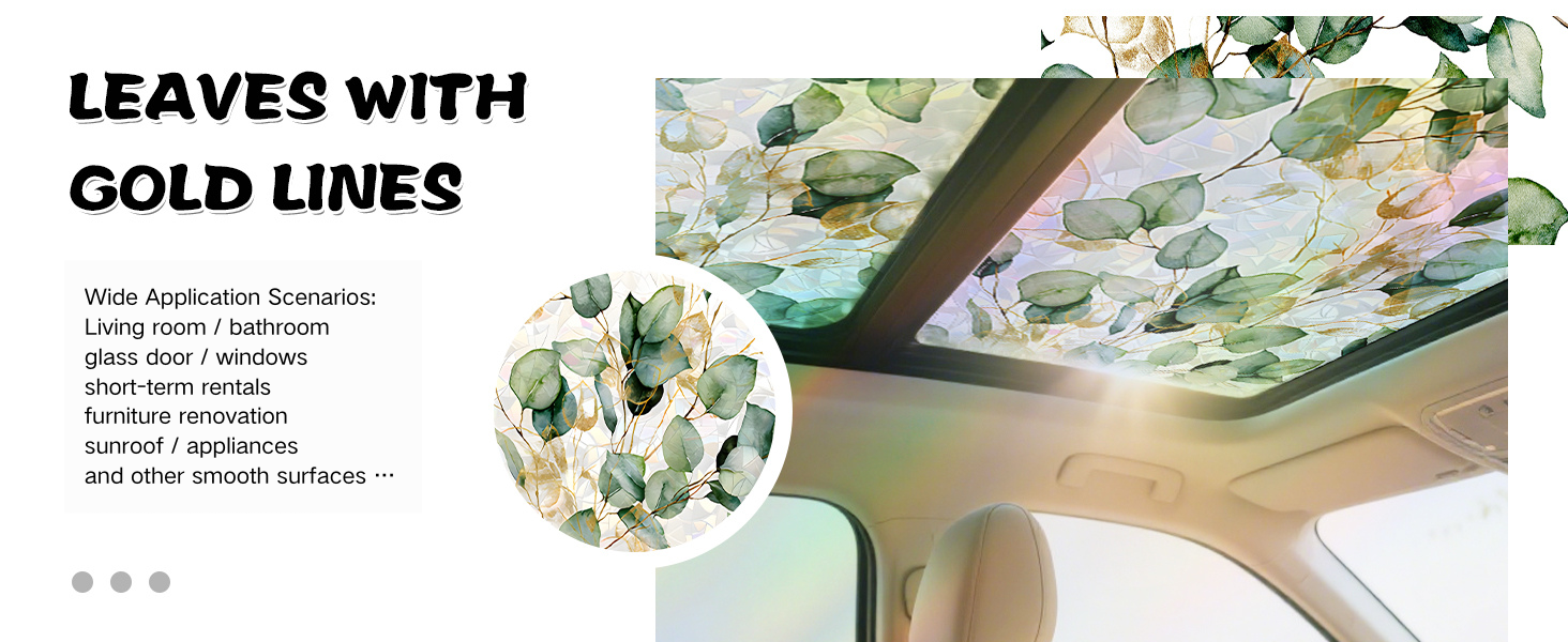 Floral Static Window Privacy Film Watercolor Laser Suncatcher Cling 3D Living Room Sun Blocking Decal DIY Glass Decor Non-Adhesive Cover product detail image 5